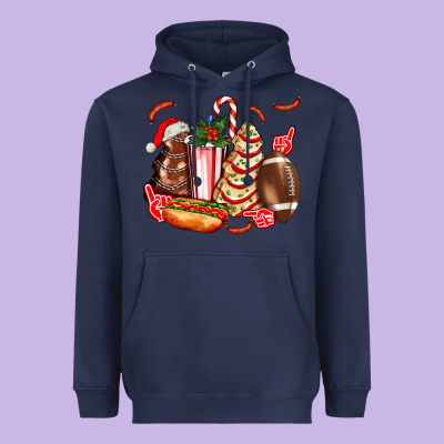Christmas Tree Cake American Football  Ball And Hot Dogs Ado Heavyweight Hoodie Designed By Adodesignshop