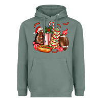 Sage Christmas tree cake American football  ball and hot dogs ado Heavyweight Hoodie - AdoDesignShop