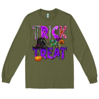 Army Green Trick or Treat Long Sleeve Tee - texasbilliewilder