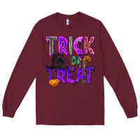 Burgundy Trick or Treat Long Sleeve Tee - texasbilliewilder