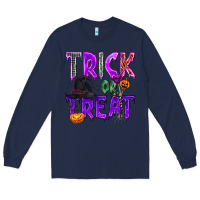 Navy Trick or Treat Long Sleeve Tee - texasbilliewilder