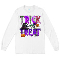 White Trick or Treat Long Sleeve Tee - texasbilliewilder