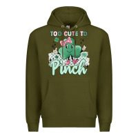 Army Green too cute to pinch Premium Hoodie - MaliasSmallBusiness