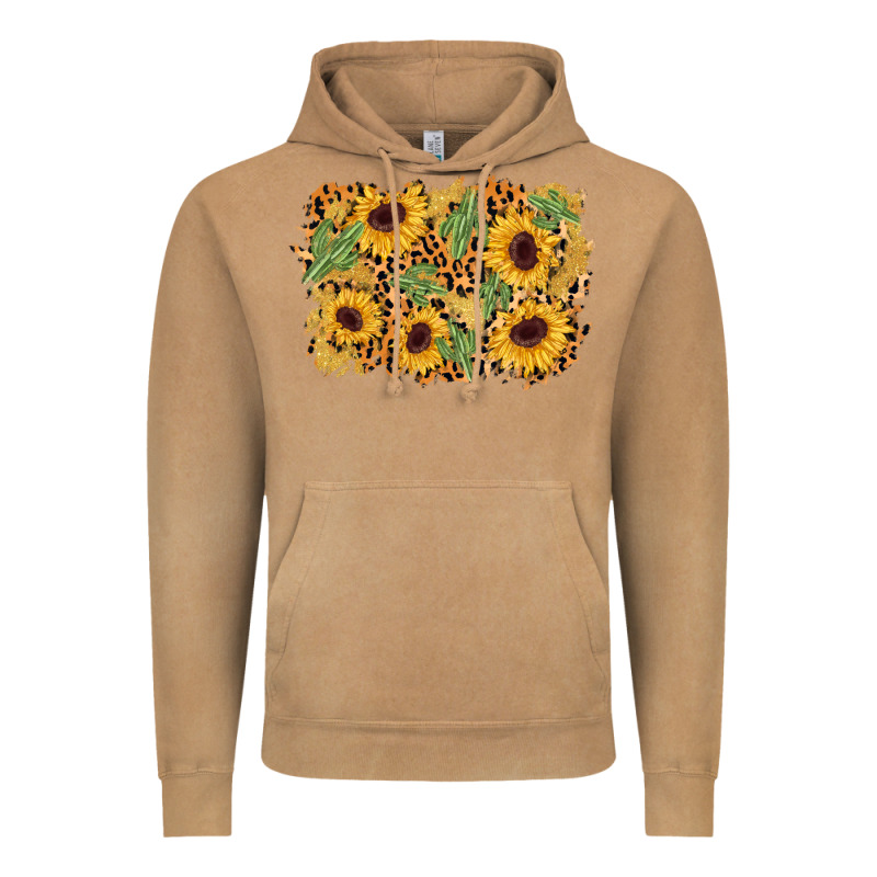 Cactus Leopard Sunflower Glitter Background Vintage Hoodie by AdoDesignShop | Teevron