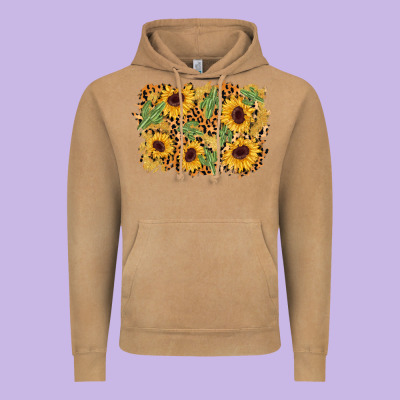 Cactus Leopard Sunflower Glitter Background Vintage Hoodie Designed By Adodesignshop