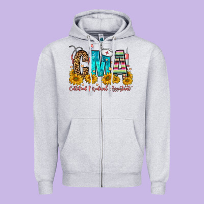 Cma Certified Medical Assistant Zipper Hoodie Designed By Fadigitalartstudio