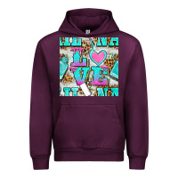 Mauve Wine love nail and polish with leopard seamless pattern bbs Urban Hoodie - BundleAndBundleShop