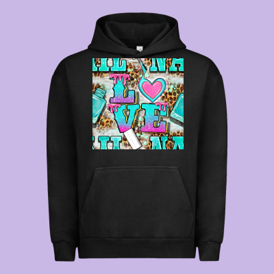 Love Nail And Polish With Leopard Seamless Pattern Bbs Urban Hoodie Designed By Bundleandbundleshop