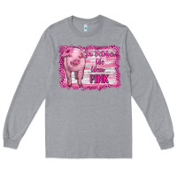 Heather Grey in october we wear pink pig Long Sleeve Tee - RanaPortraitStore
