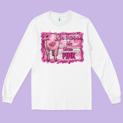 In October We Wear Pink Pig Long Sleeve Tee Designed By Ranaportraitstore