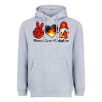 Heather Grey peace love firefighter Heavyweight Hoodie - Artiststas
