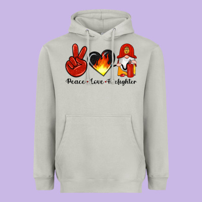 Peace Love Firefighter Heavyweight Hoodie Designed By Artiststas