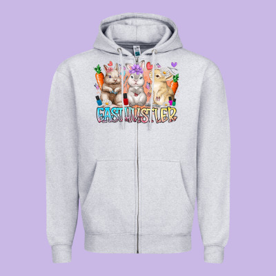 East Nail Hustler Zipper Hoodie Designed By Racoondesign