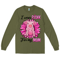 Army Green i wear pink for my mom pig Long Sleeve Tee - RanaPortraitStore