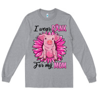 Heather Grey i wear pink for my mom pig Long Sleeve Tee - RanaPortraitStore