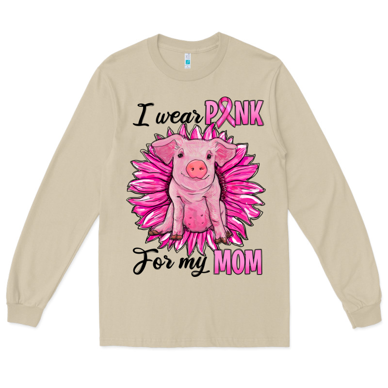 I Wear Pink For My Mom Pig Long Sleeve Tee by RanaPortraitStore | Teevron