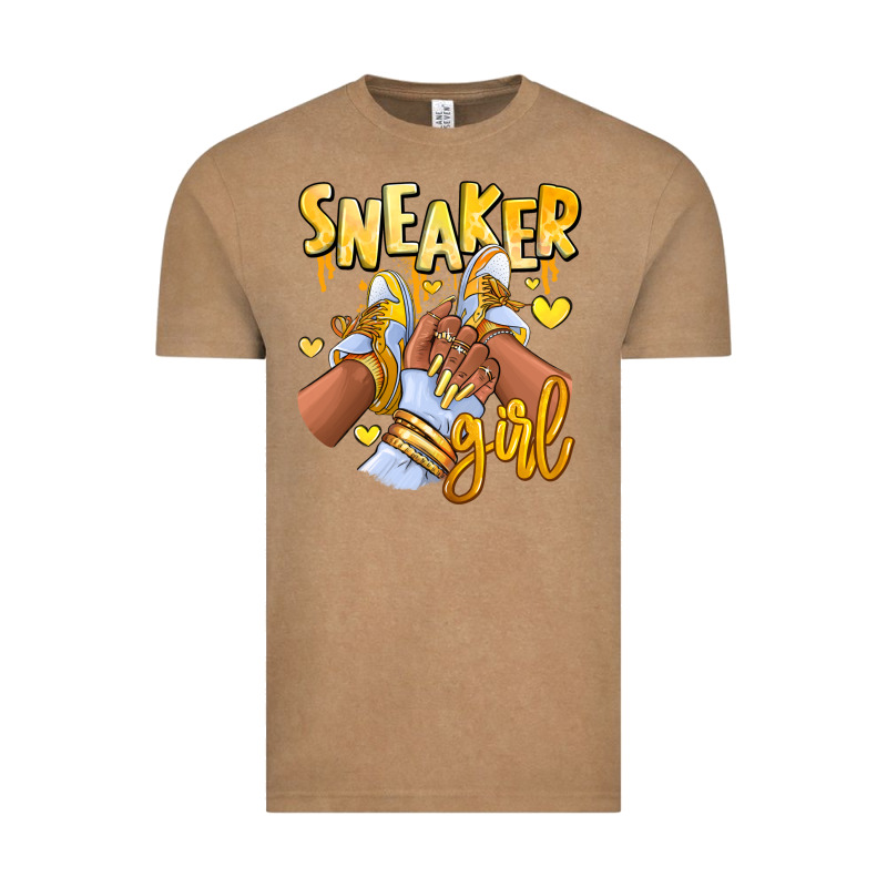 Yellow Sneaker Girl Afro Woman Vintage Tee by RanaPortraitStore | Teevron