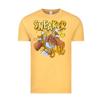 Vintage Mustard yellow sneaker girl afro woman Vintage Tee - RanaPortraitStore