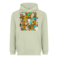 Matcha sunflowers and goat western seamless pattern Heavyweight Hoodie - BundleAndBundleShop