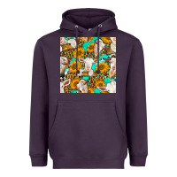 Plum sunflowers and goat western seamless pattern Heavyweight Hoodie - BundleAndBundleShop