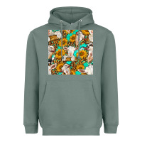 Sage sunflowers and goat western seamless pattern Heavyweight Hoodie - BundleAndBundleShop