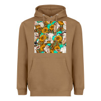 Toasted Coconut sunflowers and goat western seamless pattern Heavyweight Hoodie - BundleAndBundleShop