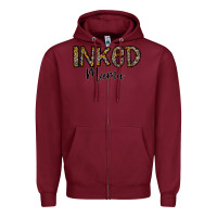 Burgundy ınked mama Zipper Hoodie - CowhideDigitalArt