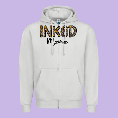 ınked Mama Zipper Hoodie Designed By Cowhidedigitalart
