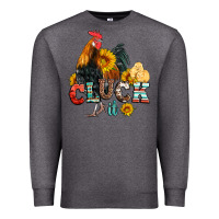 Charcoal Heather cluck it coop animals hen and chick aztec serape leopard Premium Sweatshirt - Artiststas