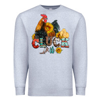 Heather Grey cluck it coop animals hen and chick aztec serape leopard Premium Sweatshirt - Artiststas
