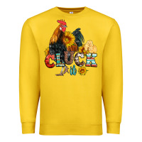 Lemon cluck it coop animals hen and chick aztec serape leopard Premium Sweatshirt - Artiststas