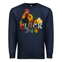 Navy cluck it coop animals hen and chick aztec serape leopard Premium Sweatshirt - Artiststas
