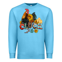 Ocean Blue cluck it coop animals hen and chick aztec serape leopard Premium Sweatshirt - Artiststas