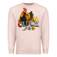 Pale Pink cluck it coop animals hen and chick aztec serape leopard Premium Sweatshirt - Artiststas