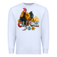 White cluck it coop animals hen and chick aztec serape leopard Premium Sweatshirt - Artiststas