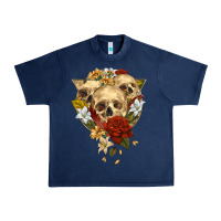 Navy Triangle Flower Skeletons Urban Heavy Tee - RanaPortraitStore