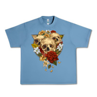 Pebble Blue Triangle Flower Skeletons Urban Heavy Tee - RanaPortraitStore