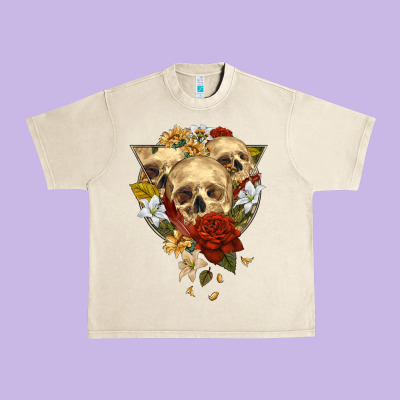 Triangle Flower Skeletons Urban Heavy Tee Designed By Ranaportraitstore
