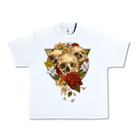 White Triangle Flower Skeletons Urban Heavy Tee - RanaPortraitStore