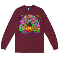Burgundy Trick or Treat Halloween Rainbow Long Sleeve Tee - texasbilliewilder
