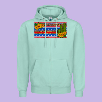 Usa Sunflower And Cactus License Plate Zipper Hoodie Designed By Hra Design Shop