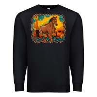 Black can't be tamed horse with sunflowers turquoise gemstone western sunset Premium Sweatshirt - Artiststas