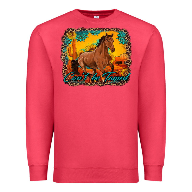 Can't Be Tamed Horse With Sunflowers Turquoise Gemstone Western Sunset Premium Sweatshirt by Artiststas | Teevron