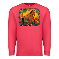 Cardinal can't be tamed horse with sunflowers turquoise gemstone western sunset Premium Sweatshirt - Artiststas