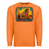 Carrot can't be tamed horse with sunflowers turquoise gemstone western sunset Premium Sweatshirt - Artiststas