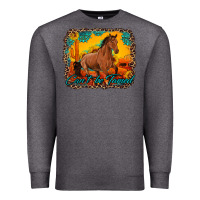 Charcoal Heather can't be tamed horse with sunflowers turquoise gemstone western sunset Premium Sweatshirt - Artiststas
