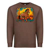 Chestnut can't be tamed horse with sunflowers turquoise gemstone western sunset Premium Sweatshirt - Artiststas