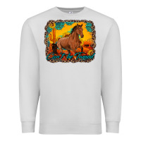 Dove Grey can't be tamed horse with sunflowers turquoise gemstone western sunset Premium Sweatshirt - Artiststas