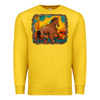 Lemon can't be tamed horse with sunflowers turquoise gemstone western sunset Premium Sweatshirt - Artiststas