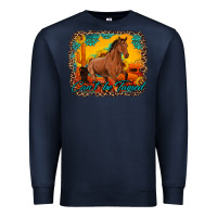 Navy can't be tamed horse with sunflowers turquoise gemstone western sunset Premium Sweatshirt - Artiststas